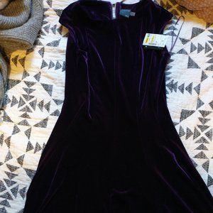 NWT Crushed Velvet Eggplant Cocktail Dress